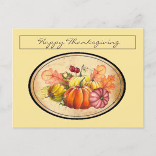 Vitage Retro Thanksgiving Pumpkins & Fall Leaves Briefkaart