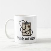Vitals and Vibes | Healthcare Humor Design Koffiemok (Links)