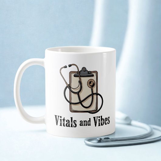 Vitals and Vibes | Healthcare Humor Design Koffiemok