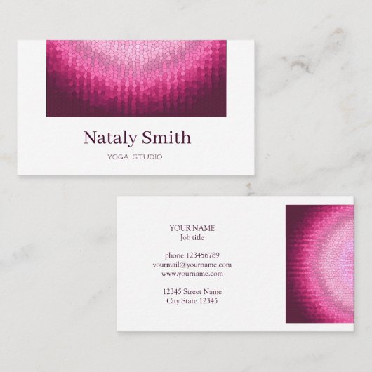 Vitrage roze gradiëntcirkeltextuur. Zakelijke auto Visitekaartje (Voorkant / Achterkant)