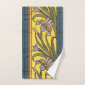 Vitrail Art Nouveau Fleur d'Iris Bleu Or (Serviette à main)