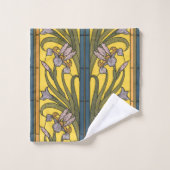 Vitrail Art Nouveau Fleur d'Iris Bleu Or (Gant de toilette)