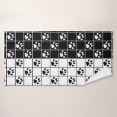 Vitre blanche noire Cute Paw Plaid (Serviette de bain)