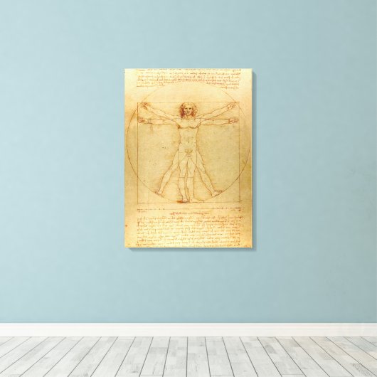 Vitruviaans Man door Leonardo Da Vinci Canvas Afdruk (Insitu (Houten vloer))