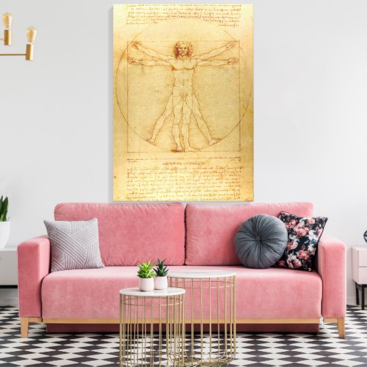 Vitruviaans Man door Leonardo Da Vinci Canvas Afdruk (Insitu (Woonkamer))