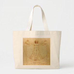 Vitruviaans Man door Leonardo Da Vinci Grote Tote Bag