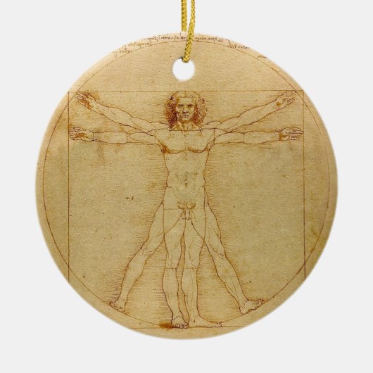 Vitruviaans Man door Leonardo da Vinci Keramisch Ornament (Voorkant)