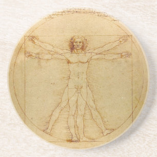 Vitruviaans Man door Leonardo da Vinci Zandsteen Onderzetter