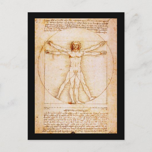 Vitruviaans Man - Leonardo Da Vinci Briefkaart (Voorkant)