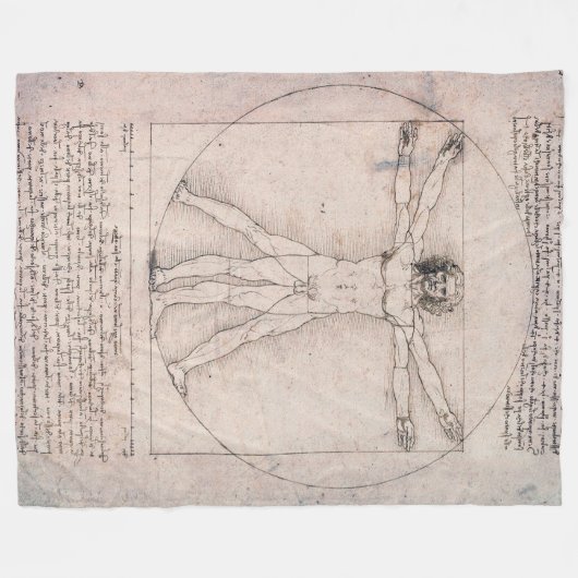 Vitruviaans Man, Leonardo da Vinci Fleece Deken (Voorkant (Horizontaal))