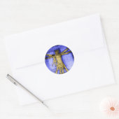 Vitruviaans Man Ronde Sticker (Envelop)