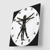 Vitruviaans Man Vierkante Klok (Hoek)