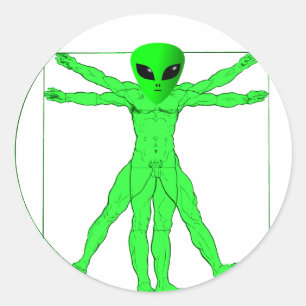 Vitruvian Alien Ronde Sticker