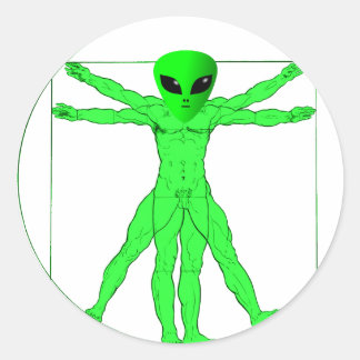 Vitruvian Alien Ronde Sticker