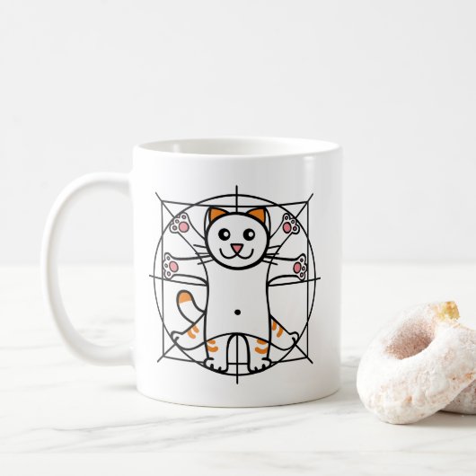 Vitruvian Cat Koffiemok (Met donut)
