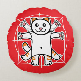 Vitruvian Cat Rond Kussen