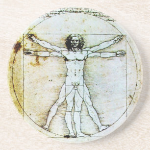 VITRUVIAN MAN Antiek perkament Zandsteen Onderzetter