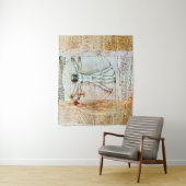 VITRUVIAN MAN Leonardo Da Vinci Antiek Parchment Wandkleed (In situ)