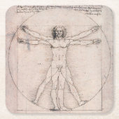 Vitruvian ManVitruvian Man, Leonardo da Vinci Vierkante Kartonnen Onderzetter (Voorkant)