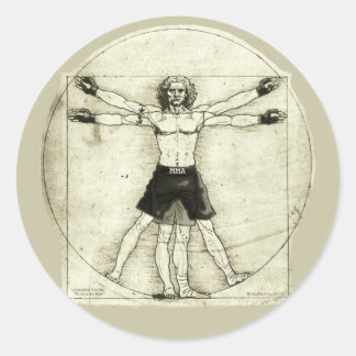 Vitruvian MMA Man Ronde Sticker