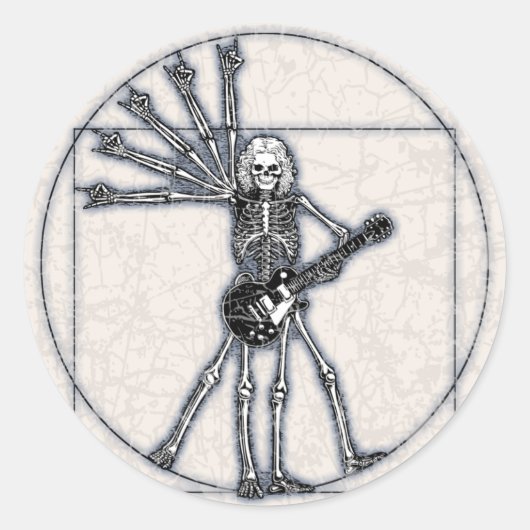 Vitruvian Skeleton Ronde Sticker (Voorkant)