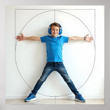 Vitruvian Style Child Blue Headphones Autism Neuro