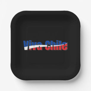 Viva Chili Patriottische Land Vlag Typografie Papieren Bordje