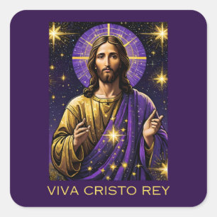 Viva Cristo Rey Katholieke Jezus Christus de Konin Vierkante Sticker