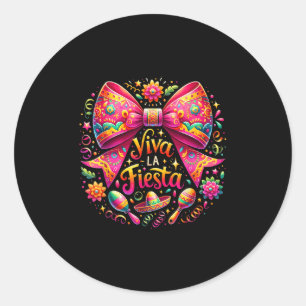 Viva La Fiesta Coquette Bow Cinco de Mayo Mexicaan Ronde Sticker