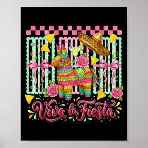 Viva La Fiesta Schattige Piñata Sombrero Verjaarda Poster
