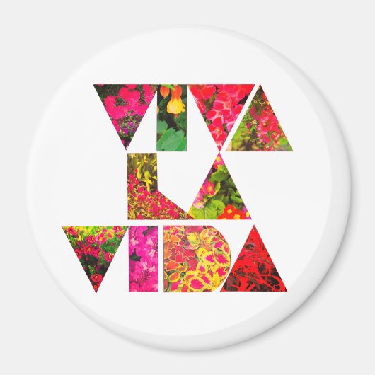 VIVA LA VIDA White Florence Round Magneet (Voorkant)