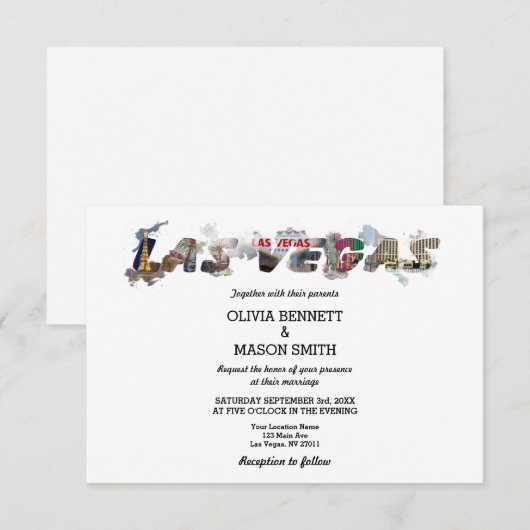 Viva Las Vegas Destination Mariage Invitation (Devant / Derrière)