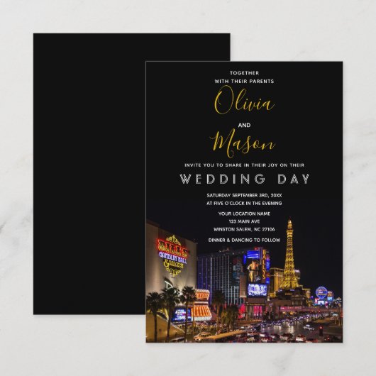 Viva Las Vegas Destination Mariage Invitation (Devant / Derrière)