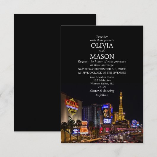 Viva Las Vegas Destination Mariage Invitation (Devant / Derrière)