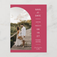 Viva Magenta Boho Arch Photo QR Code Save the Date
