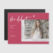 Viva Magenta Elle L'A Fait Graduation Photo Magnet (Devant / Derrière)