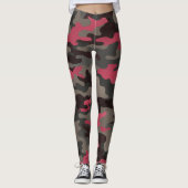 Viva Magenta en Gray Camo Leggings (Voorkant)