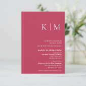 Viva Magenta en White-Monogram-Wedding- Kaart (Staand voorkant)