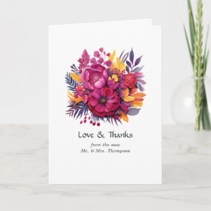 Viva Magenta Floral Wedding Bedankkaart
