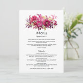 Viva Magenta Floral Wedding Menu (Staand voorkant)