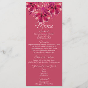 Viva Magenta floral Wedding Menu