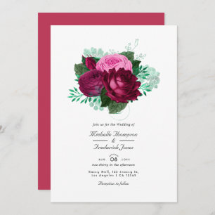 Viva Magenta Floral Wedding Uitnodiging