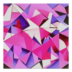 Viva Magenta Geometric Hydrangea Abstract Art Perfect Poster