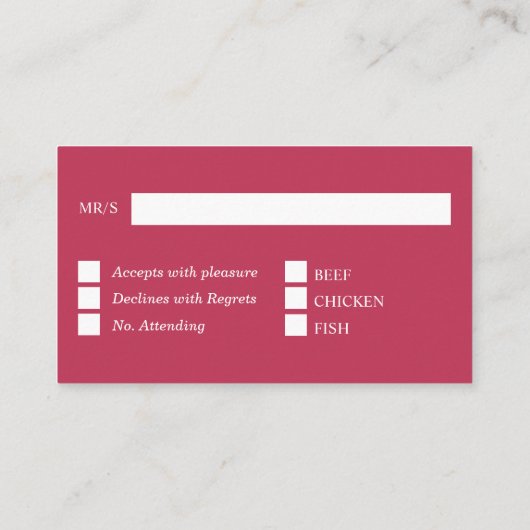 Viva magenta gewone vaste kleur rsvp gastrespons informatiekaartje (Achterkant)