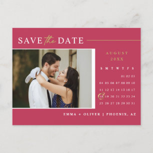Viva Magenta Goud Save the Date Agenda QR-code Briefkaart