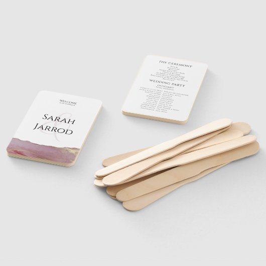 Viva Magenta Modern Wedding Program Set of Fans Handwaaier (Niet-gemonteerd)