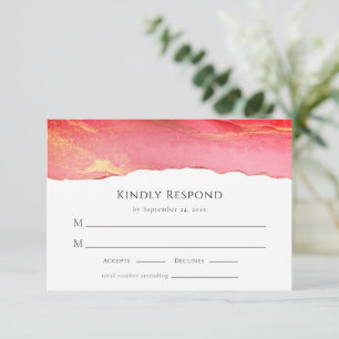 Viva Magenta Modern Wedding RSVP Response Kaart