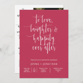 Viva Magenta Moderne Minimale bruiloft QR Code Fot Kaart (Voorkant / Achterkant)