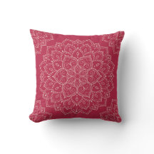 Viva Magenta & Pale Dogwood Boho Mandala Coussin