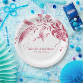 Viva magenta roze en witte bloemen bruiloft papieren bordje (Feest)